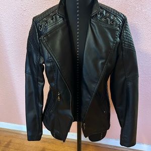 Black -Vegan Leather -Moto Style Jacket
